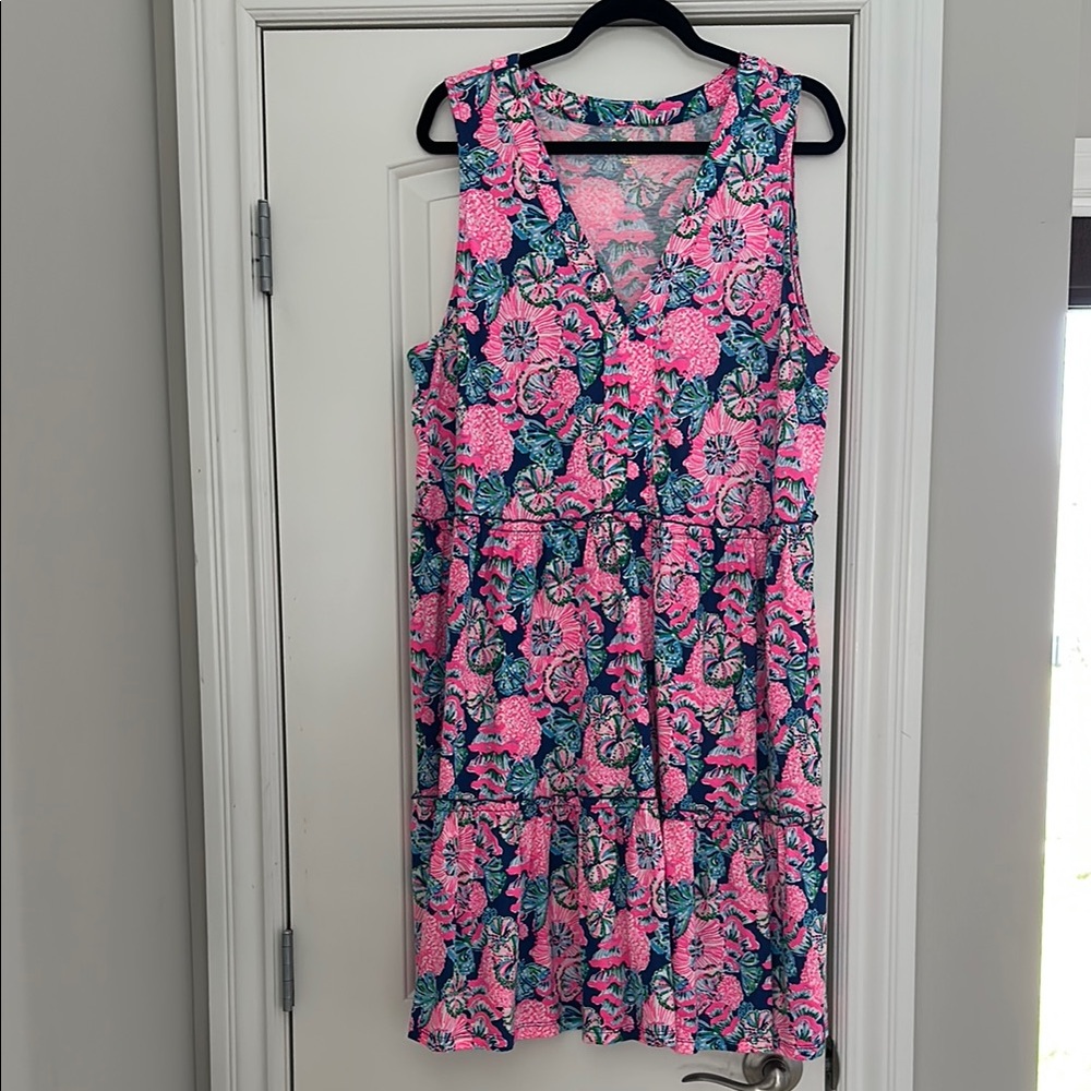 Lilly Pulitzer Pink and Blue Midi Dress